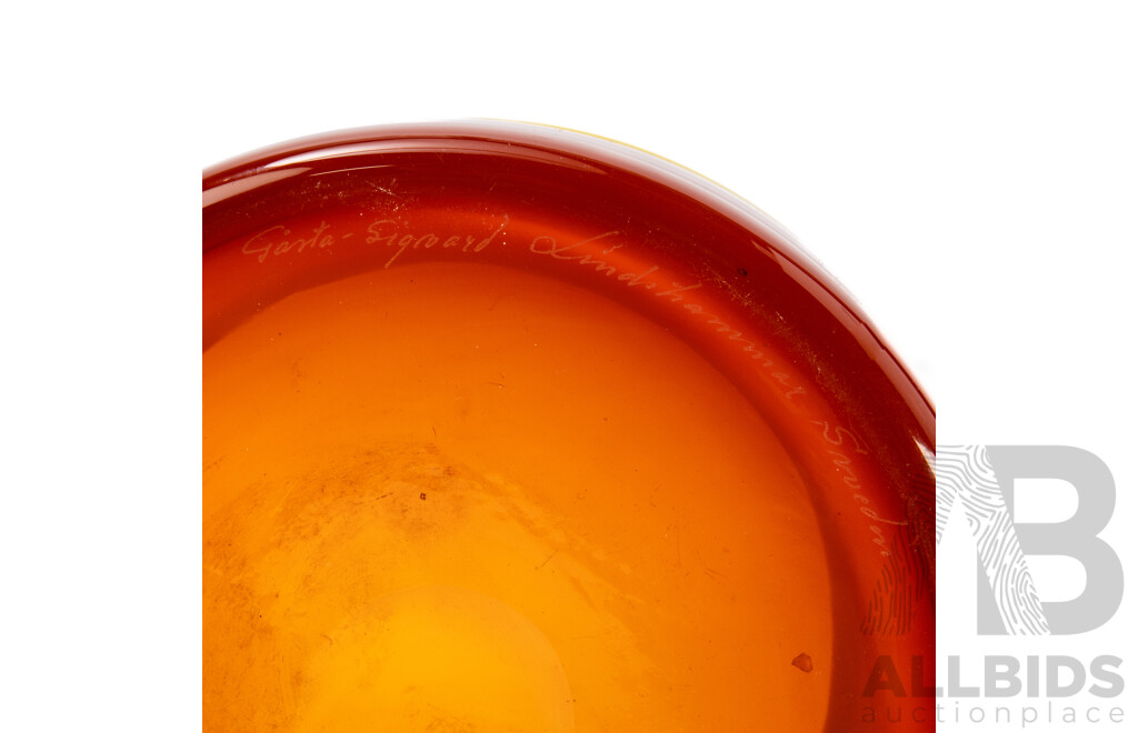 Sommerso Art Glass Bowl by Göran Sigvard Lindhammar, Sweden