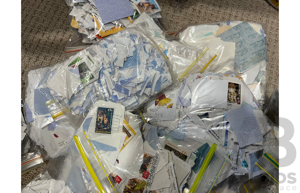 Large Collection of Cancelled Australian Stamps Spanning Predecimal to 2010's - Approximately 18 Kilograms