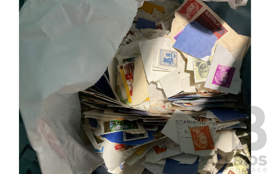 Large Collection of Cancelled Australian Stamps Spanning Predecimal to 2010's - Approximately 18 Kilograms