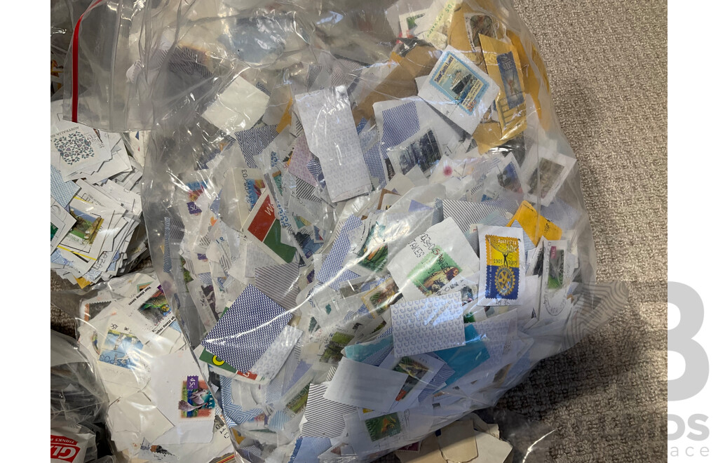 Large Collection of Cancelled Australian Stamps Spanning Predecimal to 2010's - Approximately 18 Kilograms