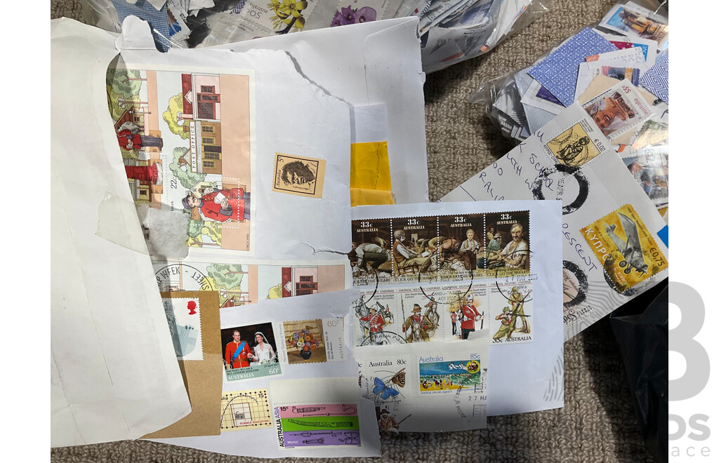 Large Collection of Cancelled Australian Stamps Spanning Predecimal to 2010's - Approximately 18 Kilograms