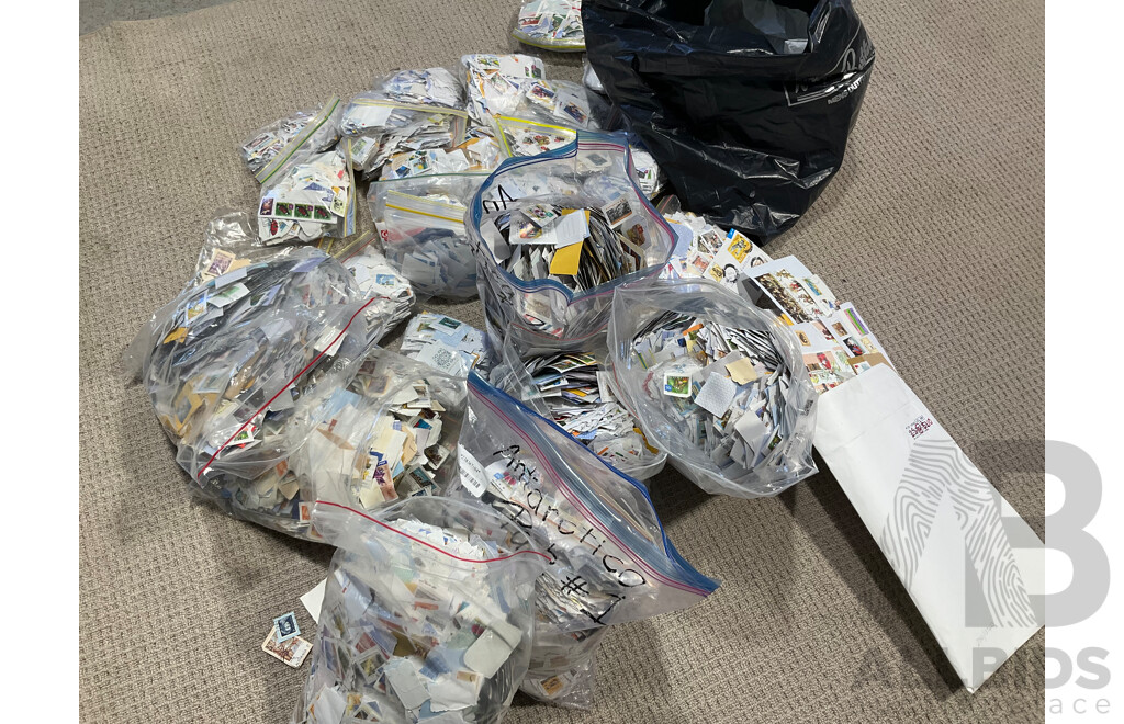 Large Collection of Cancelled Australian Stamps Spanning Predecimal to 2010's - Approximately 18 Kilograms