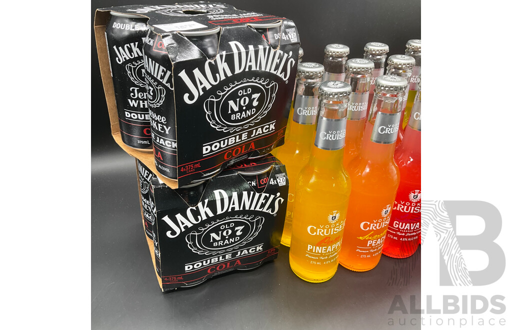 Jack Daniel’s Double Jack & Cola (375ml x8) & Vodka Cruiser (x12) (Lot of 20)