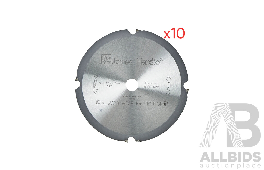 Lot of 10 - James Hardie Saw Blade 185mm Diameter - Brand New