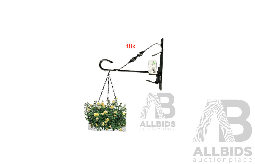 GARDEN.NOW Decorative Wall Planter Pot Bracket Black 25cm - Lot of 48 - RRP $384