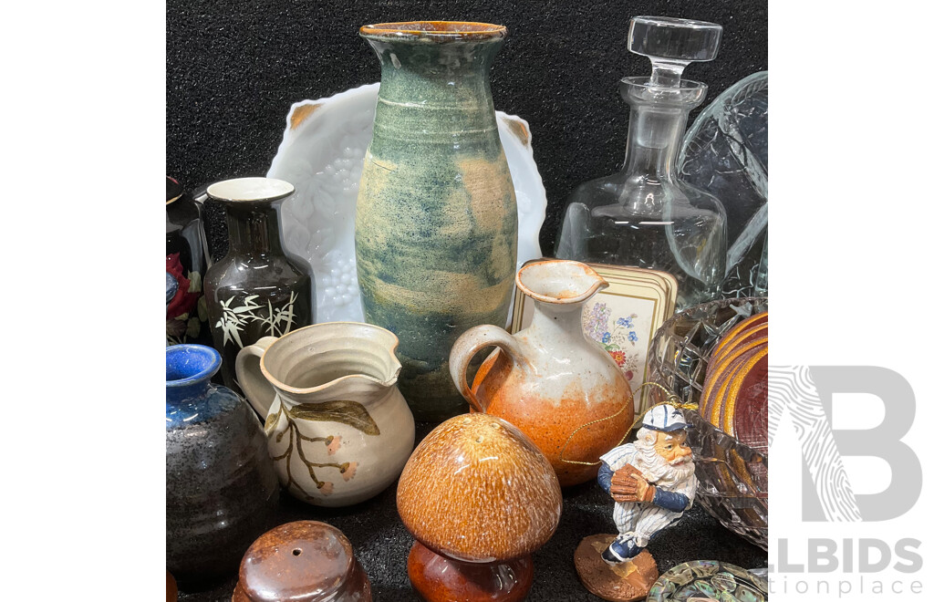Collection of Assorted Decorative Items, Including Glassware, Ceramics and More