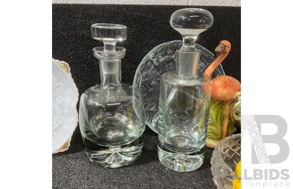 Collection of Assorted Decorative Items, Including Glassware, Ceramics and More