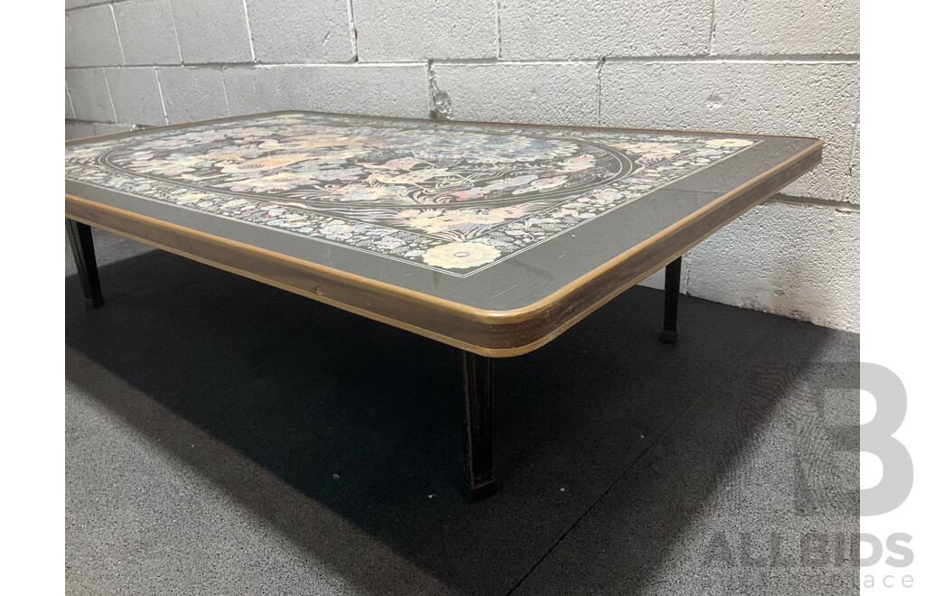 HANYANG SANGAPSA Korean Style Low Folding Tea Table with Peacock Design