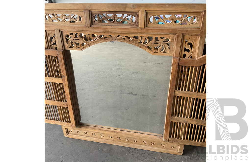 Large Carved Balinese Prison Door Mirror