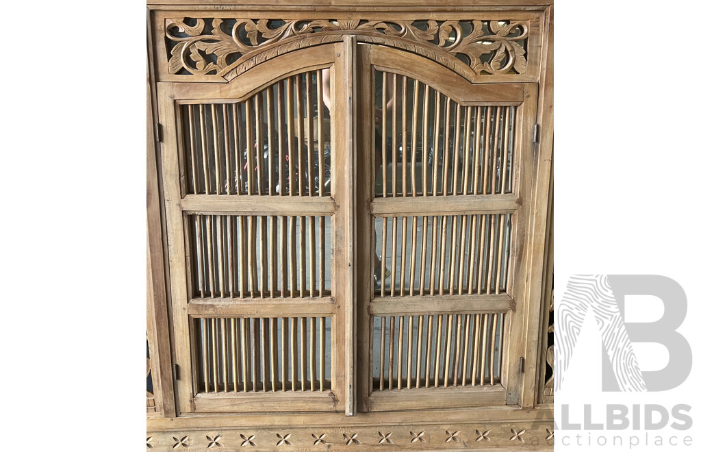 Large Carved Balinese Prison Door Mirror