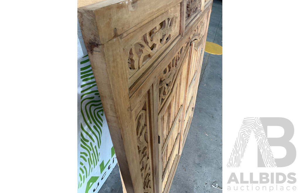 Large Carved Balinese Prison Door Mirror