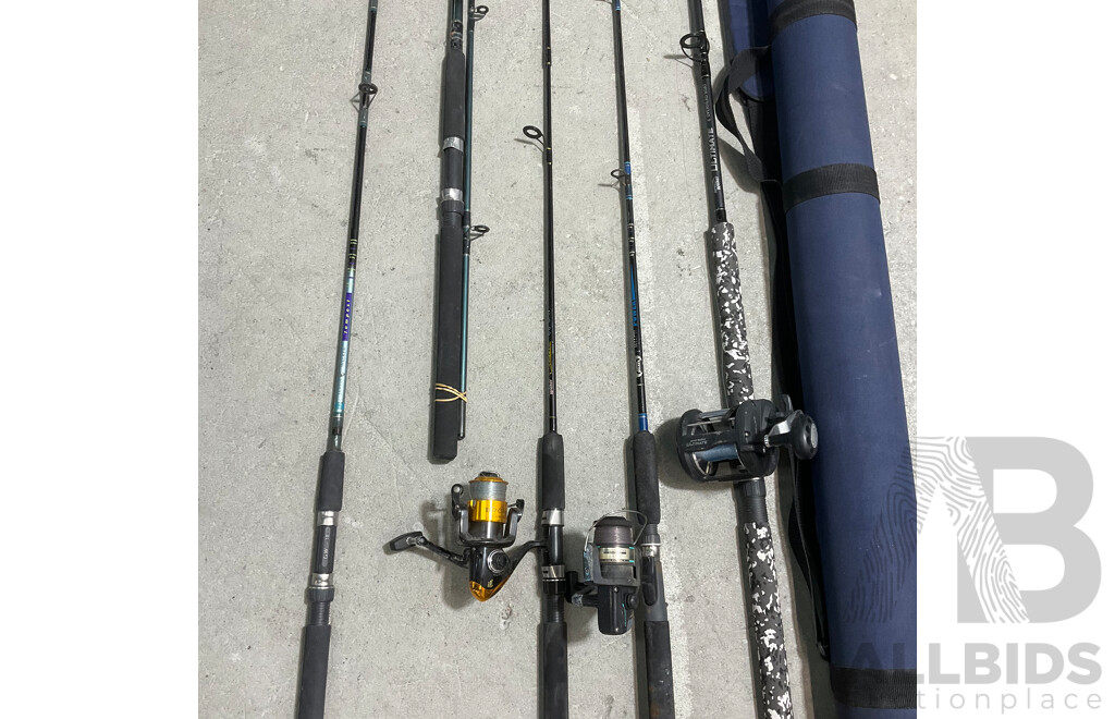 Assorted Jarvis Walker Fishing Rods and Case - Lot of 6