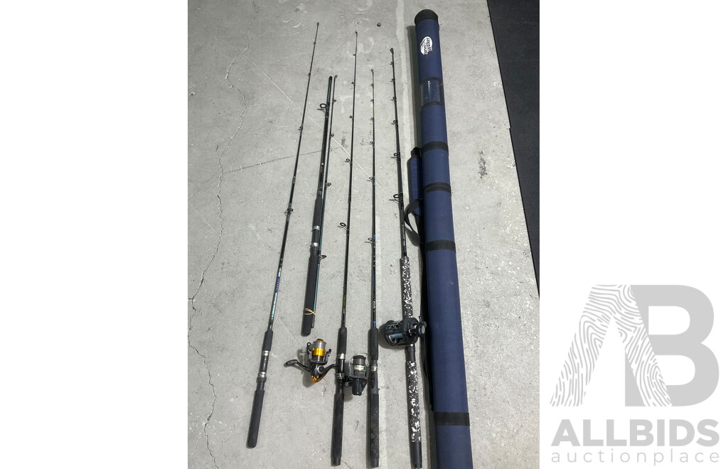 Assorted Jarvis Walker Fishing Rods and Case - Lot of 6