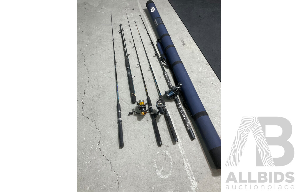 Assorted Jarvis Walker Fishing Rods and Case - Lot of 6