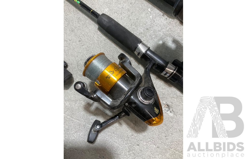 Assorted Jarvis Walker Fishing Rods and Case - Lot of 6