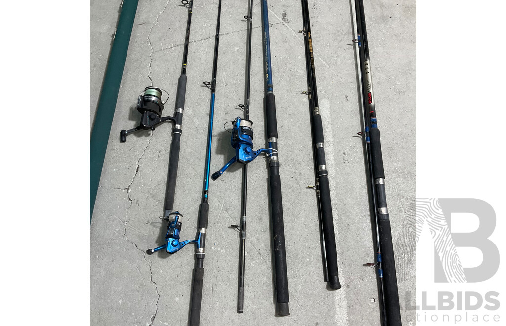 Assorted  Fishing Rods and Case - Lot of 6