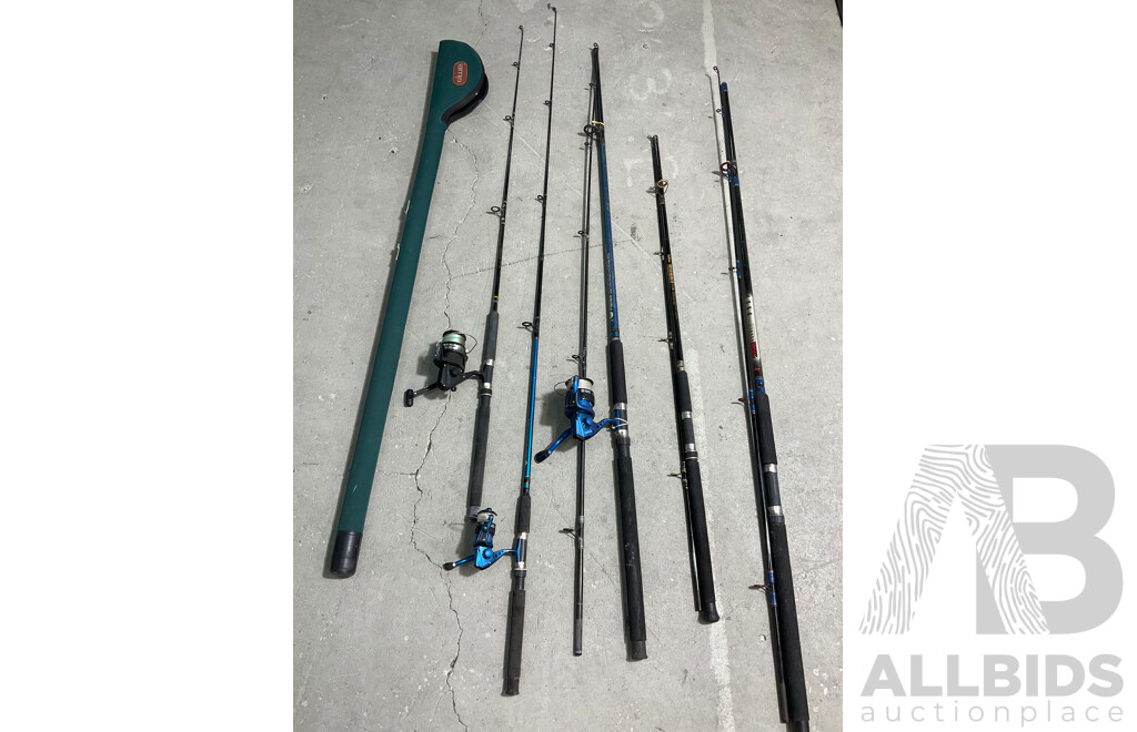 Assorted  Fishing Rods and Case - Lot of 6