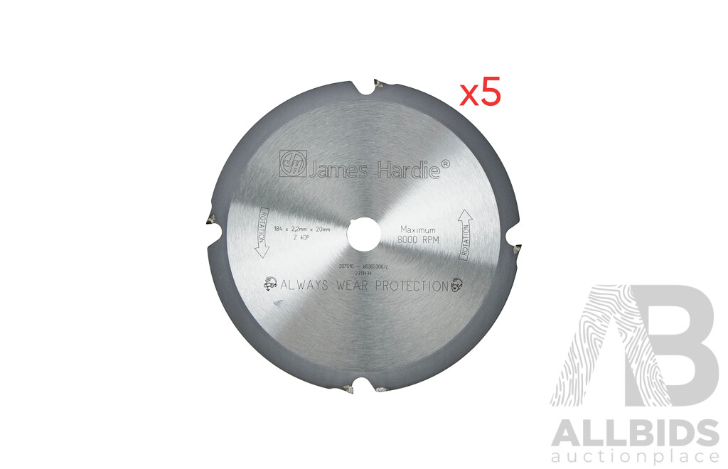 James Hardie Saw Blade 185mm Diameter - Lot of 5 - Brand New