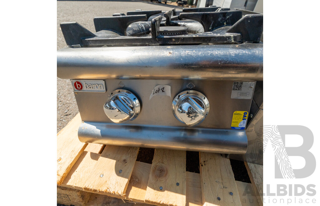 Baron Stainless Steel Two Burner Bench Gas Cooktop