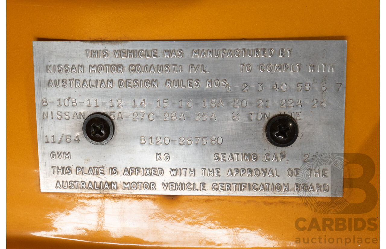 11/1984 Datsun 1200 B120 2d Utility Orange CA18 Turbo 1.8L - Engineered