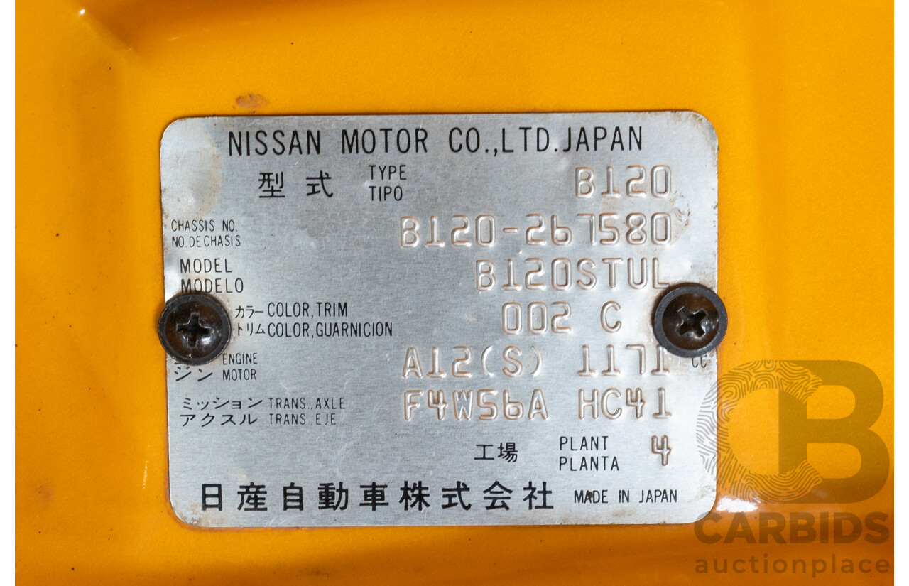 11/1984 Datsun 1200 B120 2d Utility Orange CA18 Turbo 1.8L - Engineered