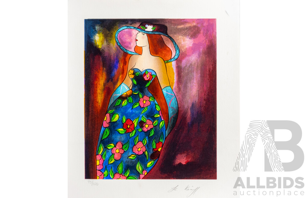 Linda Le Kinff, (20th Century, French-Brazilian, 1947-), Angilique Aux Grands & Gertrude, Pair of Wonderful Original Signed Serigraphs on Wove Paper,  42 x 50 cm (largest) (2)