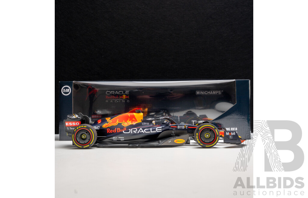 Minichamps 2022 Oracle Red Bull Racing RB18 F1 Winner Saudi Arabian Grand Prix Max Verstappen #1 - 1:18 Scale Model Car - Brand New