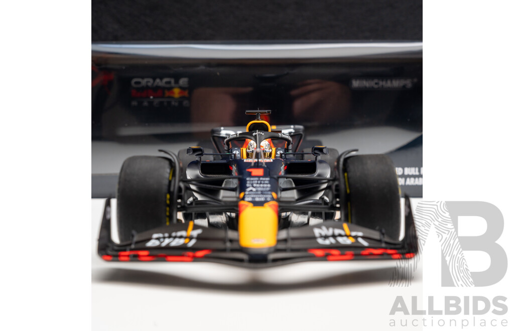 Minichamps 2022 Oracle Red Bull Racing RB18 F1 Winner Saudi Arabian Grand Prix Max Verstappen #1 - 1:18 Scale Model Car - Brand New