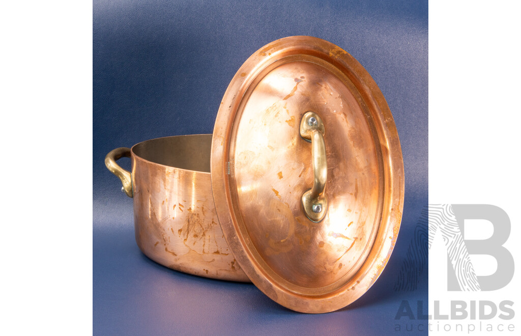 Vintage French G. Gartner Villedieu Copper Tureen with Brass Handles