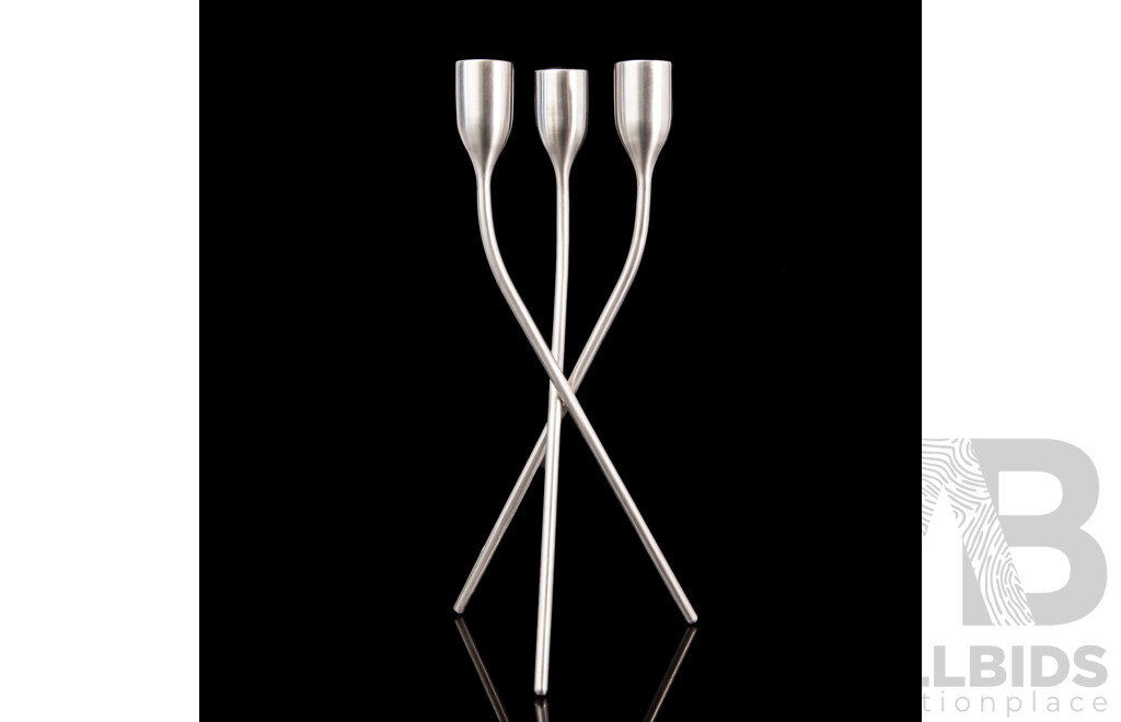 Eva Solo Mello Stainless Steel Candlestick Designed by Claus Jensen and Henrik Holbæk, Circa 2000s