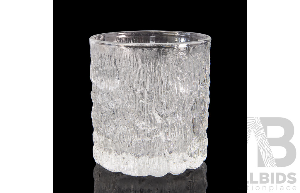 Set of Four Mid Century Gobel Textured Glass Whisky Tumblers