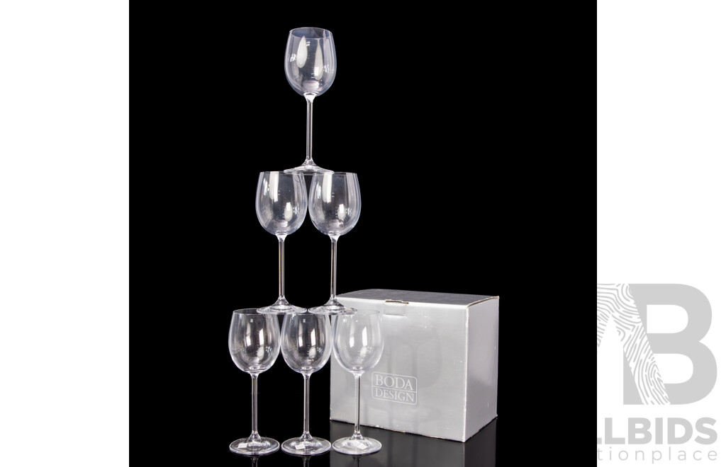 Retro Boxed Set of Six Boda Design Wine Glasses