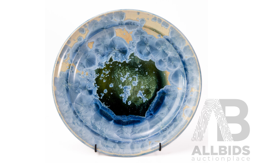 Large Vintage Australian David Williams Crystalline Ceramic Charger, Dated 1990