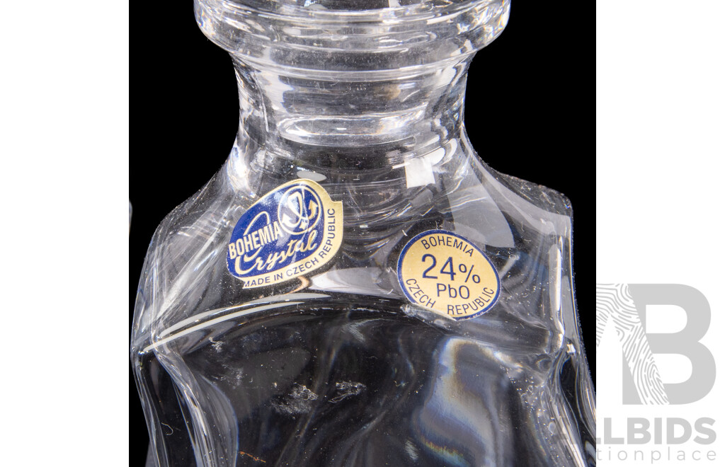 Pair of Czech Bohemian Crystal Lovers Decanters