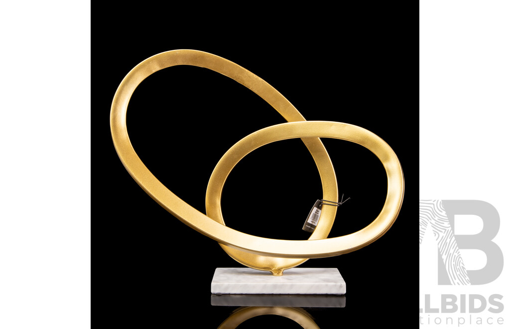 Pair of Amalfi Gilt Metal Rand Sculptures on Marble Bases