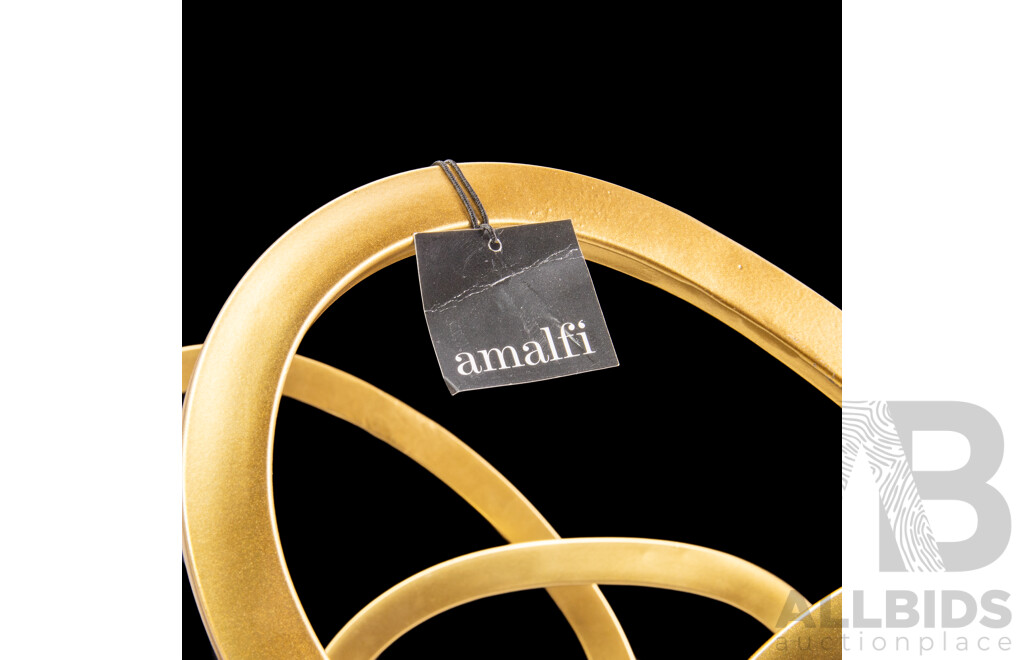 Pair of Amalfi Gilt Metal Rand Sculptures on Marble Bases