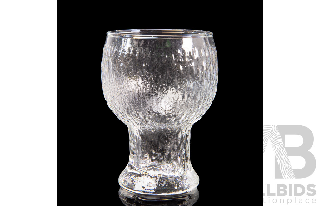 Good Set of Six Iittala Kekkerit Glass Goblets, Designed by Timo Sarpaneva, Circa 1970s