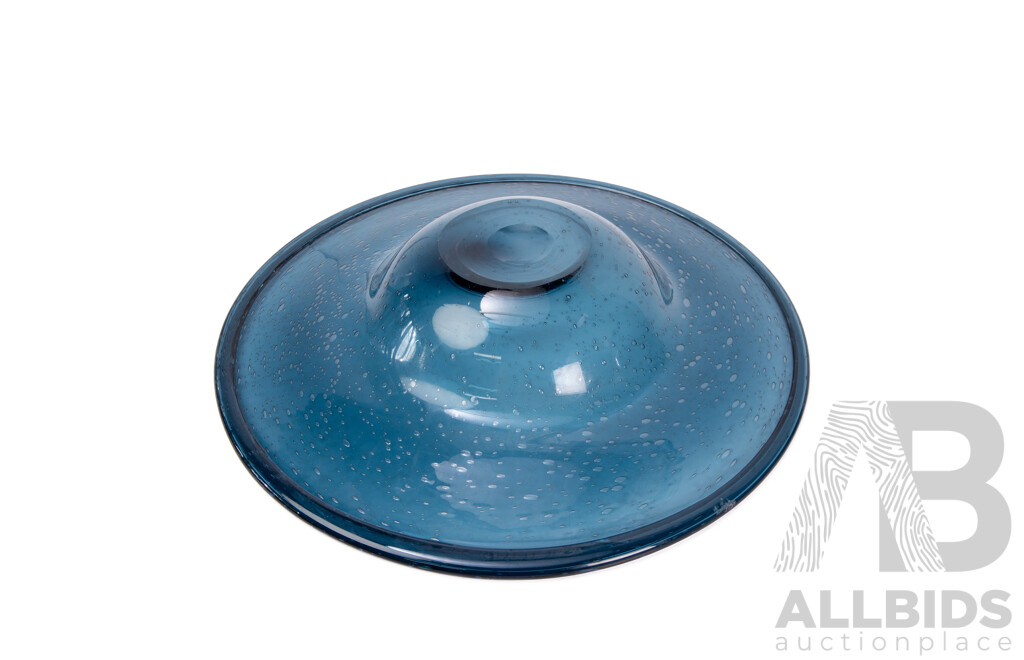 Large Mid Century Aerated Glass Centre Bowl