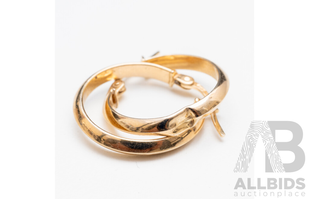Pair of 9ct Yellow Gold Small Hoop Earrings - 1gm