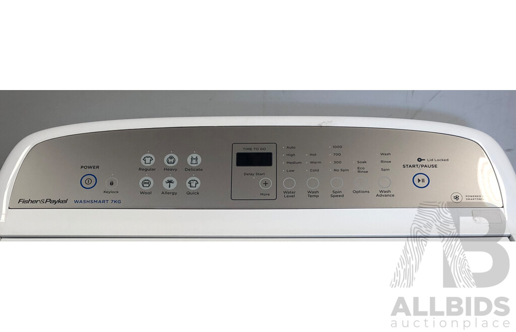 Fisher and Paykel Washsmart 7.0kg Top Loader Washing Machine