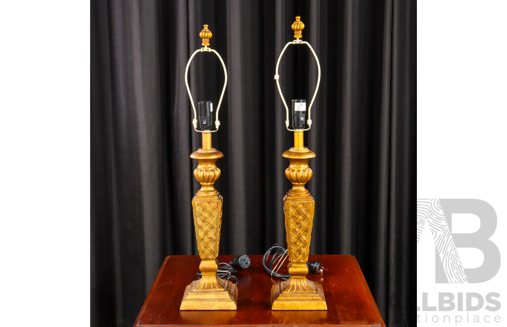 Pair of Composite Gilt Table Lamps