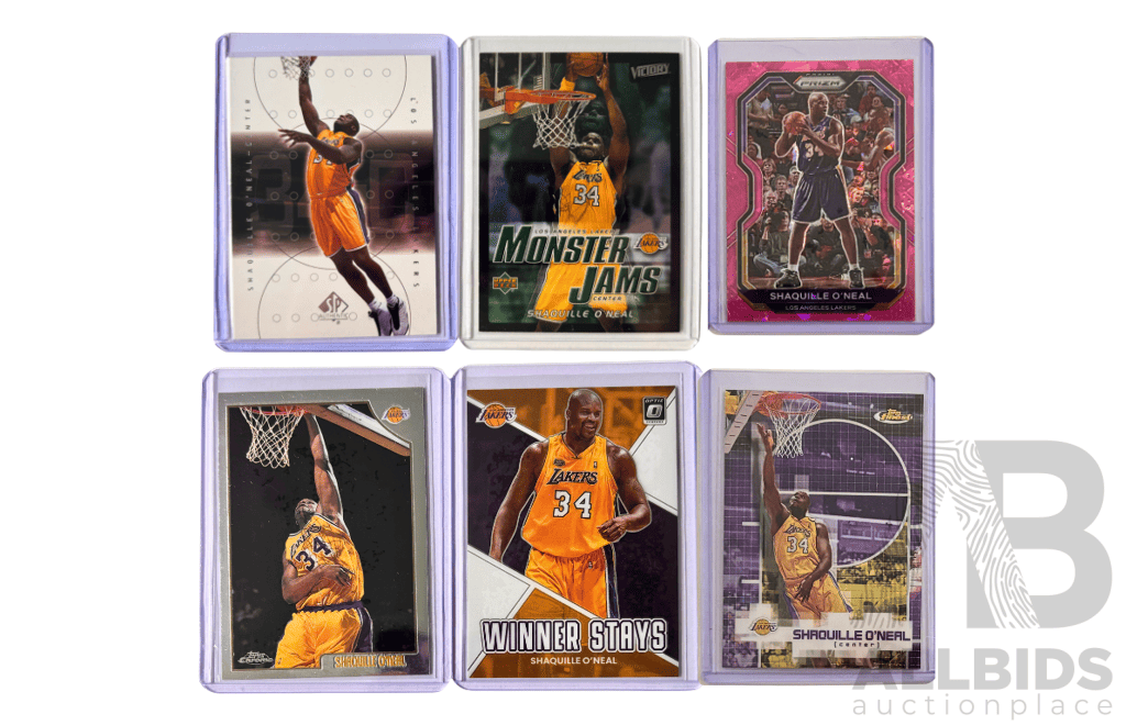 Shaquille O'Neal Los Angeles Lakers Mixed Insert 6 Card Lot