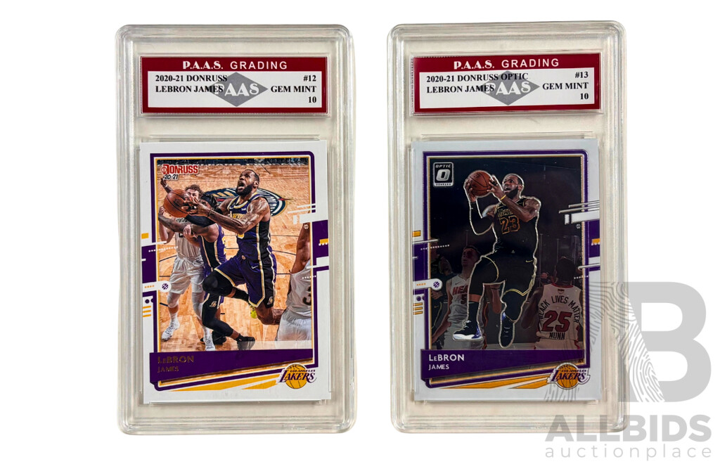 LeBron James 2020-21 Donruss & Optic PAAS Graded Gem Mint 10 Pair