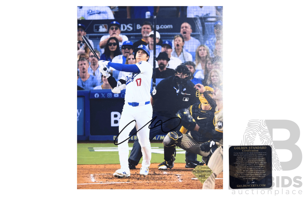 Shohei Ohtani Signed Baseball Action Photograph with COA