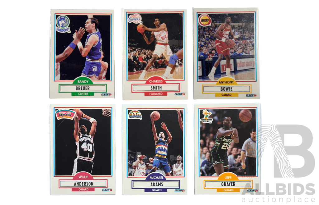 Vintage 1990 Fleer NBA Six Card Lot