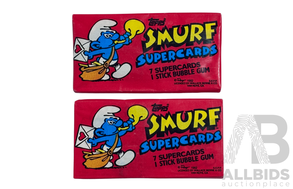 1982 Topps Smurf Supercards Sealed Pack Pair