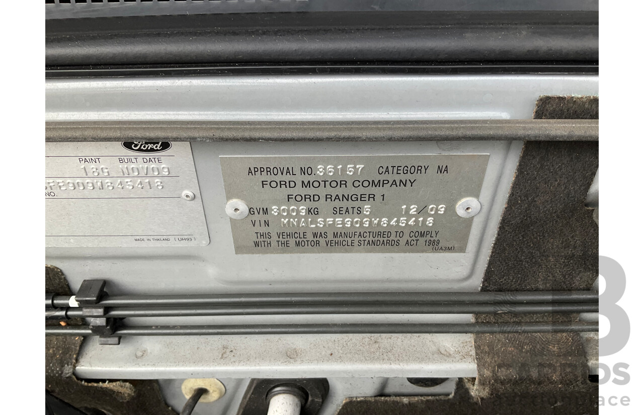 12/2009 Ford Ranger XL (4x4) PK C/Chas Silver Metallic Turbo Diesel 3.0L