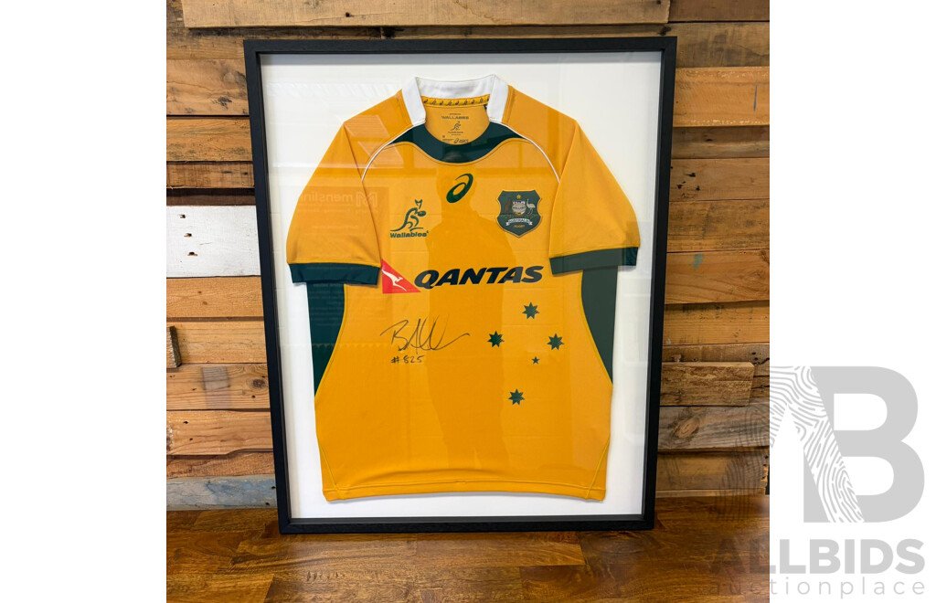Framed Wallabies 2014 Jersey Signed by Ben Alexander