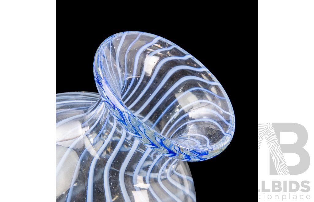 Modern White Art Glass Vase and Clear Example