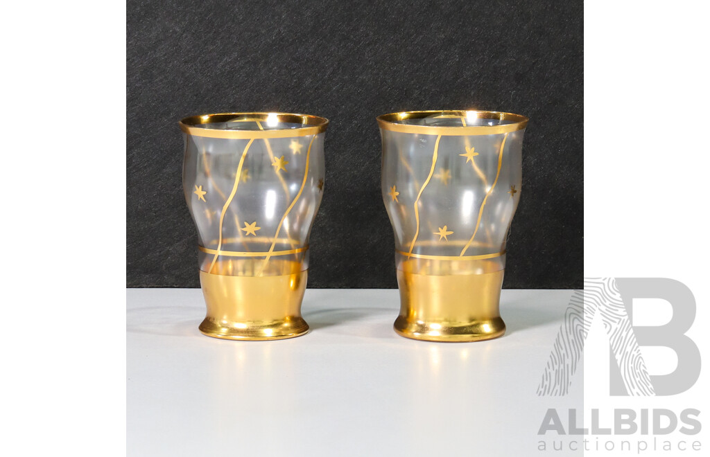 Pair of Glasses with Gold Base and Details